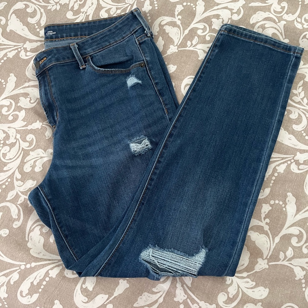 Power Slim Straight mid-rise destructed jean- Ladies 14